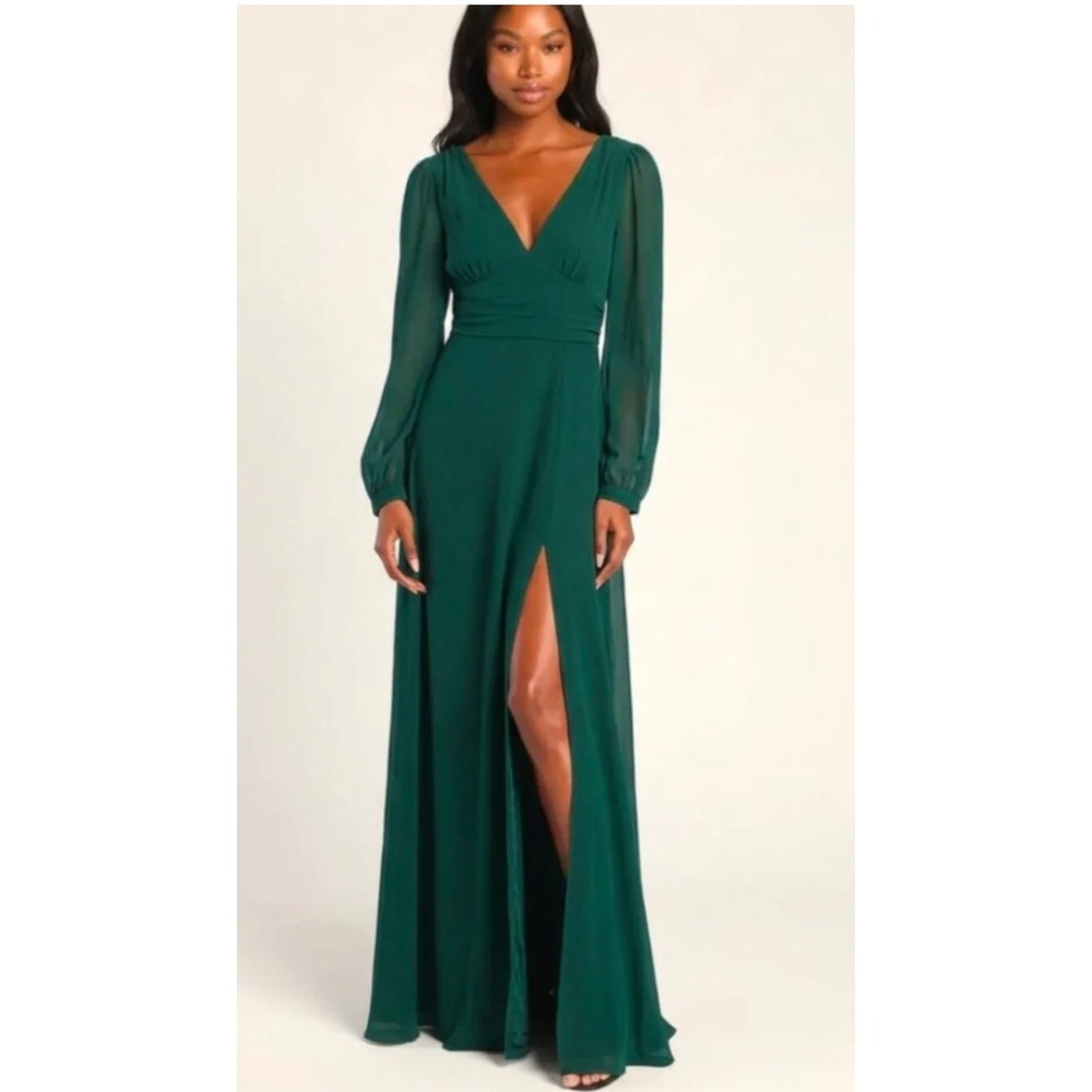 NWT Lulu's Love You So Green Long Sleeve Maxi Dress Small NWT Emerald Green